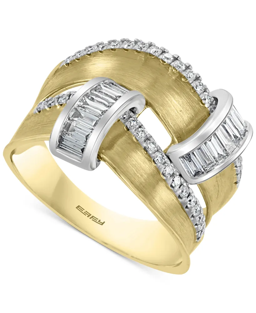 Effy Diamond Two-Row Satin Finish Statement Ring (3/4 ct. t.w.) in 14k Gold & White Gold