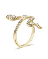 Unwritten Crystal Snake Bypass Ring - Gold