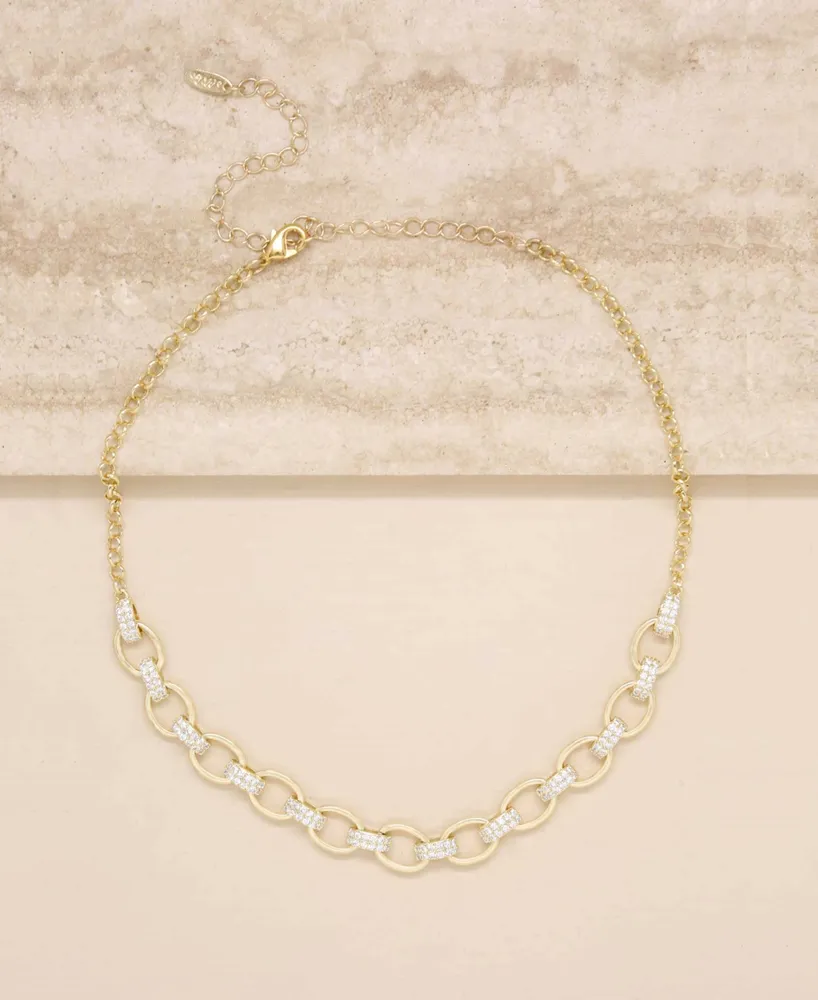 Ettika Empowered Crystal and 18K Gold Chain Link Women's Necklace