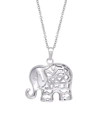Macy's Diamond Accent Silver-plated Elephant Pendant Necklace