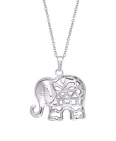 Macy's Diamond Accent Silver-plated Elephant Pendant Necklace