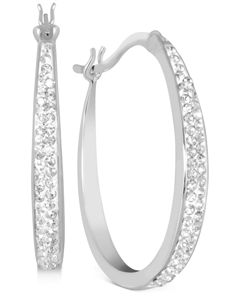 And Now This Crystal Tapered Hoop Earrings in Silver-Plate, 1.2"