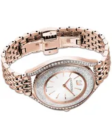 Swarovski Women's Swiss Crystalline Aura Rose Gold-Tone Stainless Steel Pvd Bracelet Watch 35mm