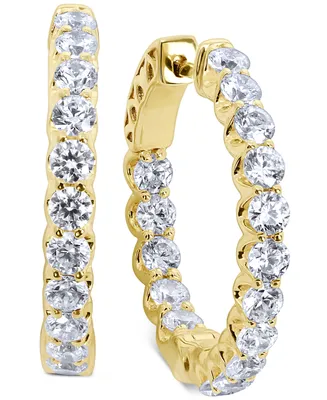 Arabella Cubic Zirconia Small In & Out Hoop Earrings in 18k Gold Plated Sterling Silver