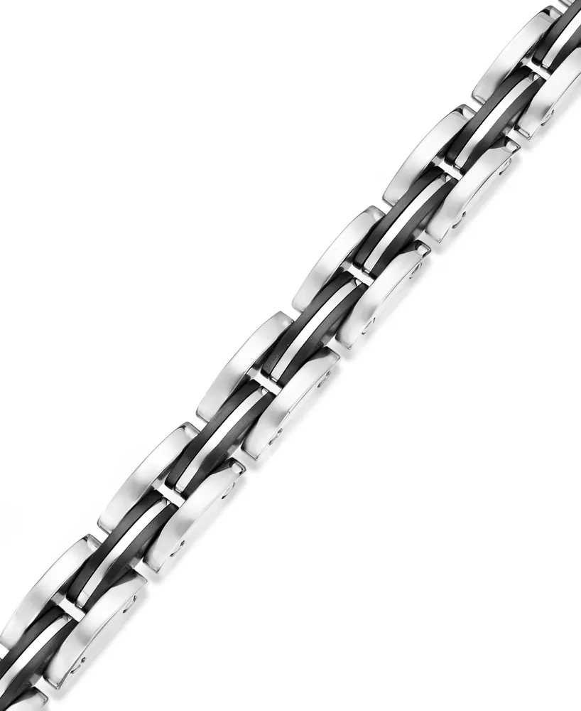 Men's Stainless Steel Bracelet, Black Dome Bracelet