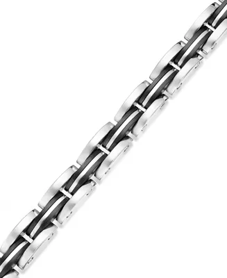 Men's Stainless Steel Bracelet, Black Dome Bracelet