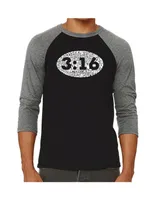 La Pop Art John 3:16 Men's Raglan Word Art T-shirt