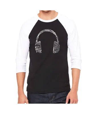 La Pop Art Language Headphones Men's Raglan Word T-shirt
