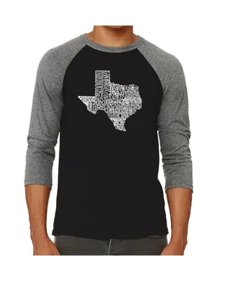 La Pop Art The Great State of Texas Men's Raglan Word T-shirt