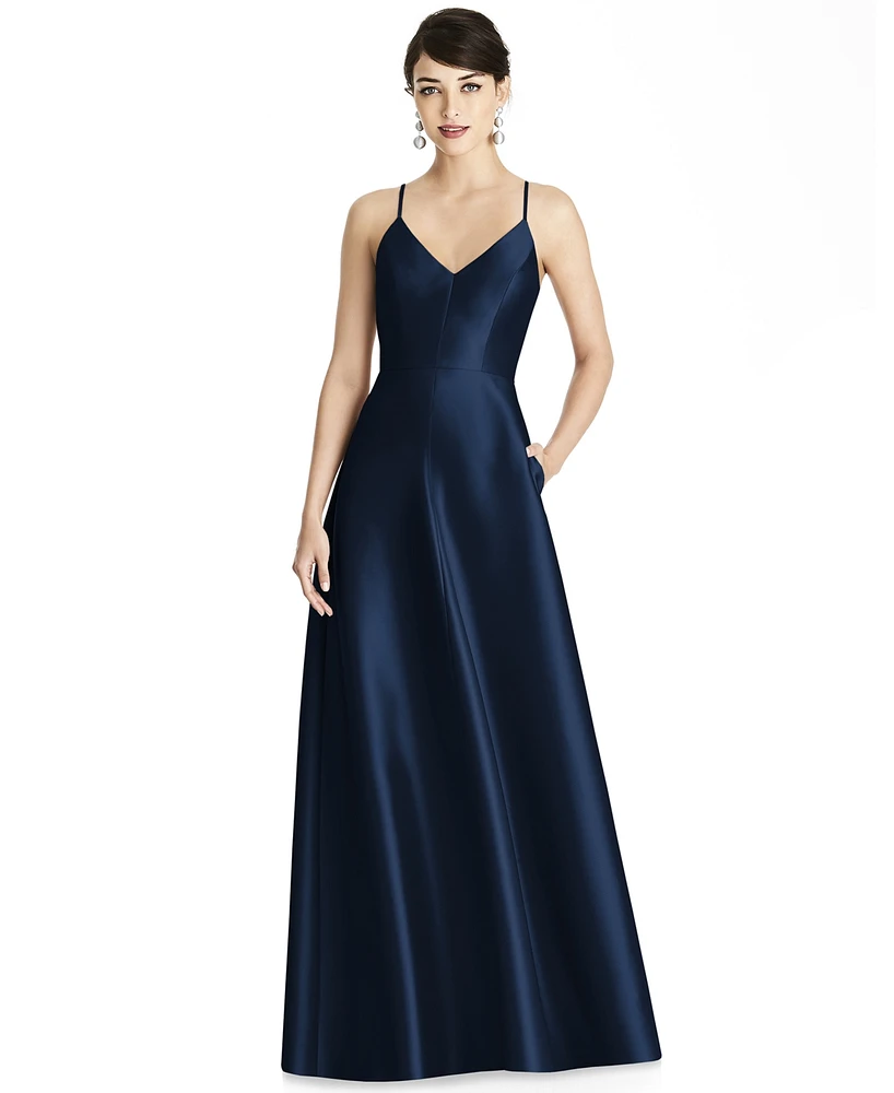 Alfred Sung Crisscross Satin Gown