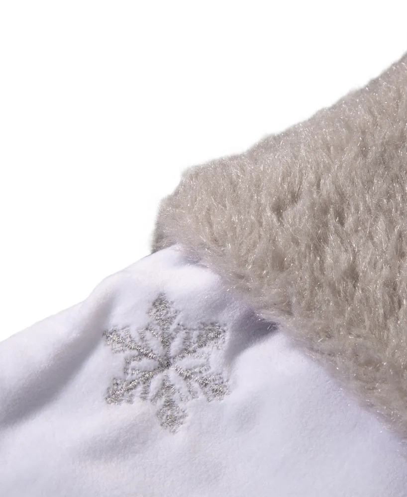Glitzhome White Fleece with Christmas Tree And Snowflake Stocking