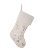 Glitzhome Plush with Snowflake Christmas Stocking