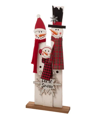 Glitzhome Wooden Snowman Family Porch Decor