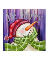 Northlight Led Lighted "Be Merry" Smiling Snowman Christmas Canvas Wall Art