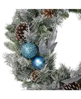 Northlight Flocked Pine with Ornaments Artificial Christmas Wreath-Unlit