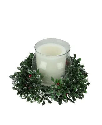 Northlight Clear and Boxwood with Berry Tipped Christmas Hurricane Pillar Candle Holder