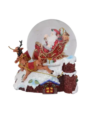 Northlight Santa Claus On Sleigh with Reindeer Musical Christmas Snow Globe Tabletop Decoration