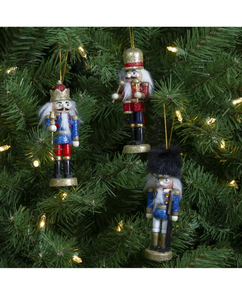 Northlight Glittery Assorted Classic Nutcracker Ornaments, Set of 3