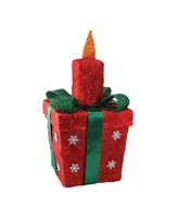 Northlight Lighted Sisal Gift Box with Candle Christmas Outdoor Decoration