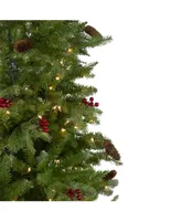 Northlight Pre-Lit Mixed Winter Berry Pine Artificial Christmas Tree