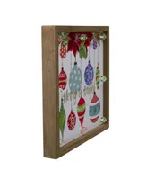 Northlight Wooden Frame "Merry Bright" with Hanging Ornaments and Glitter Christmas Plaque