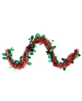 Northlight Unlit Shiny Christmas Tinsel Garland with Holly