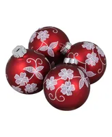 Northlight 4 Count Floral Christmas Ball Ornaments