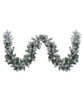 Northlight Pre-Lit Flocked Pine Artificial Christmas Garland-Multi Lights