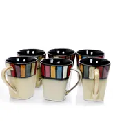 Elama Melange 14 Ounce. Stoneware Mugs, Set of 6