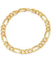 Men's Figaro Link Chain Bracelet 18k Gold-Plated Sterling Silver or