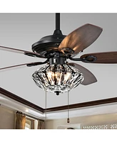 Home Accessories Copper 52" 2-Light Indoor Hand Pull Chain Ceiling Fan with Light Kit