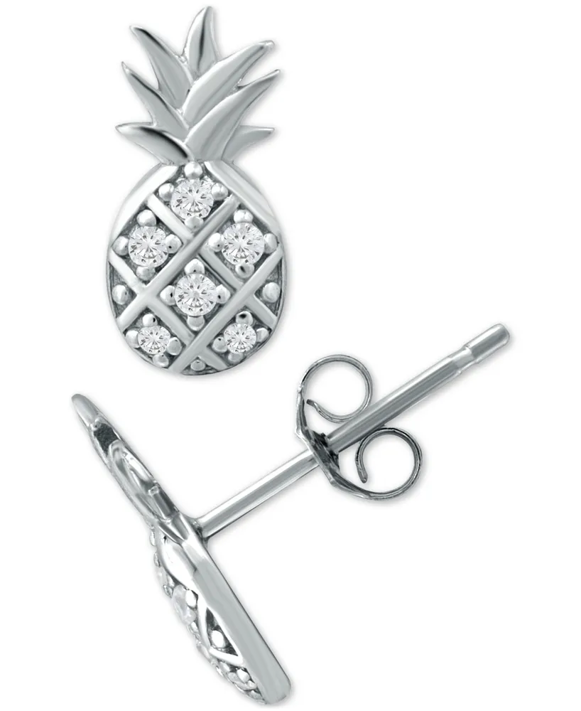 Giani Bernini Cubic Zirconia Pineapple Stud Earrings in Sterling Silver, Created for Macy's