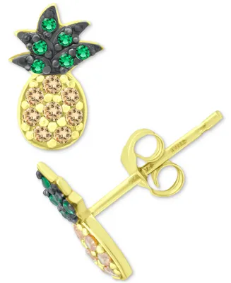 Giani Bernini Cubic Zirconia Pineapple Stud Earrings in 18k Gold-Plated Sterling Silver, Created for Macy's