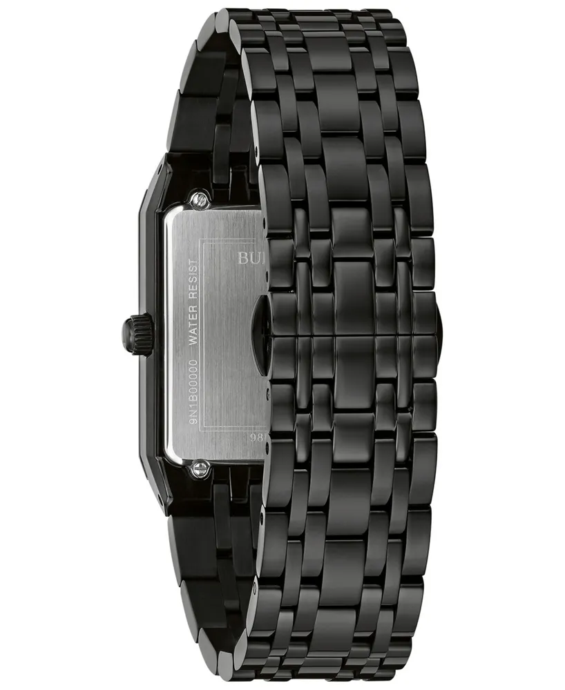 Bulova Men's Futuro Diamond-Accent Black Stainless Steel Bracelet Watch 45x30mm