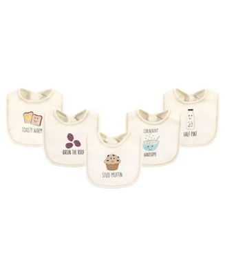 Touched by Nature Unisex Baby Organic Cotton Bibs 5pk, Muffin, One Size