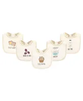 Touched by Nature Unisex Baby Organic Cotton Bibs 5pk, Muffin, One Size