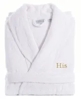 Linum Home Bookman Font Turkish Cotton Embroidered His Terry Bathrobe