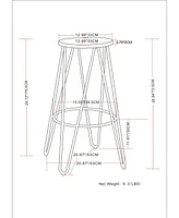 Simpli Home Simeon 30" Metal Bar Stool with Wood Seat