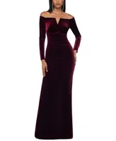 Xscape Velvet Off-The-Shoulder Gown