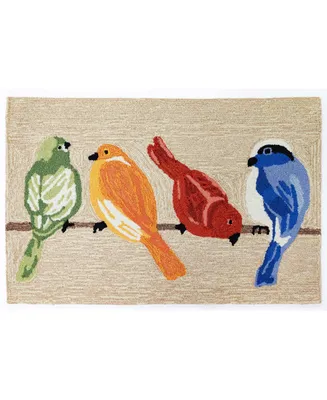 Liora Manne' Frontporch Birds Neutral 1'8" x 2'6" Outdoor Area Rug