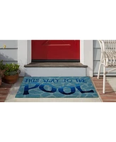 Liora Manne' Frontporch This Way To The Pool Aqua 1'8" x 2'6" Outdoor Area Rug