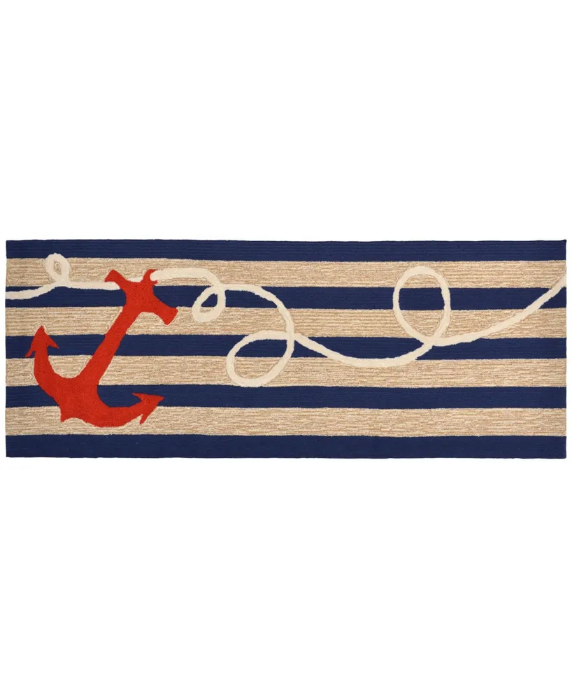 Liora Manne' Frontporch Anchor Blue 2' x 5' Runner Rug