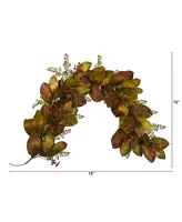 Nearly Natural Autumn Magnolia Leaf and Berries Artificial Garland