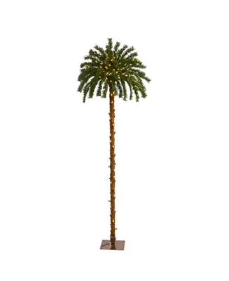 Nearly Natural Christmas Palm Artificial Tree with 200 Warm Led Lights