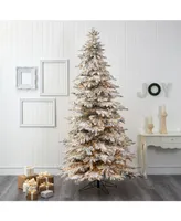 Nearly Natural Flocked Grand Northern Rocky Fir Artificial Christmas Tree with 8208 Warm Cluster Multifunction Led Lights and 1818 Bendable Branches