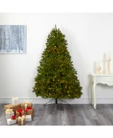 Nearly Natural Cambridge Spruce Flat Back Artificial Christmas Tree with 500 Warm Multifunction Led Lights and 960 Bendable Branches