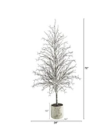 Nearly Natural Snowed Twig Artificial Tree in Decorative Planter