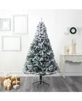 Nearly Natural Flocked Rock Springs Spruce Artificial Christmas Tree with 800 Bendable Branches