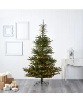 Nearly Natural 7.5ft. Layered Washington Spruce Artificial Christmas Tree with 550 Clear Led Lights and 1325 Bendable Branches