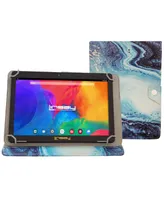 Linsay New 10.1" Tablet Octa Core 128GB Bundle with Ocean Marble Case Newest Android 13